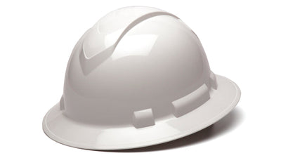 Pyramex Ridgeline Full Brim Hard Hat White 4 Pt Ratchet Suspension