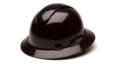 Pyramex Ridgeline Full Brim Vented Hard Hat Black 4 Pt Ratchet Suspension
