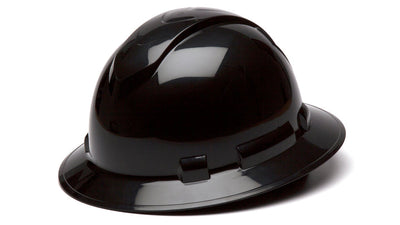 Pyramex Ridgeline Full Brim Hard Hat Black 4 Pt Ratchet Suspension