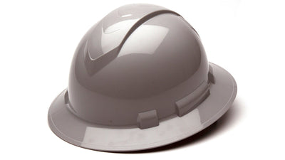 Pyramex Ridgeline Full Brim Hard Hat Gray 4 Pt Ratchet Suspension
