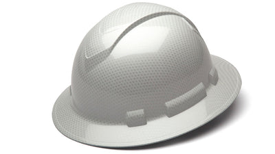 Pyramex Ridgeline Full Brim Hard Hat Shiny White Graphite Pattern 4 Pt Ratchet Suspension