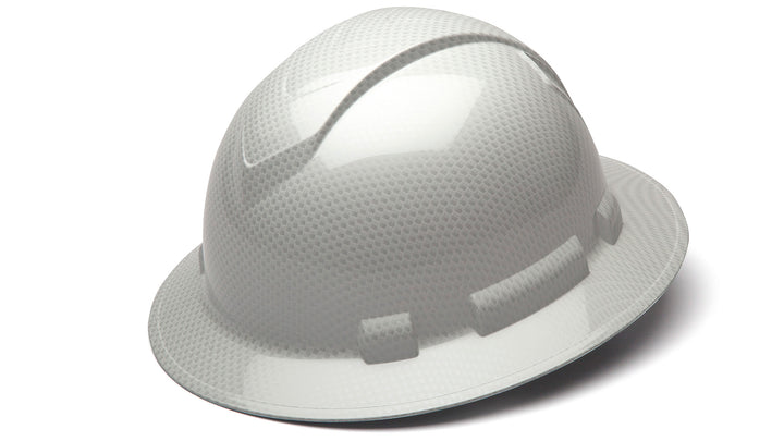 Pyramex - Ridgeline Full Brim Hard Hat - Shiny White Graphite Pattern -Ridgeline Full Brim 4 Pt Ratchet Suspension - 12/Each