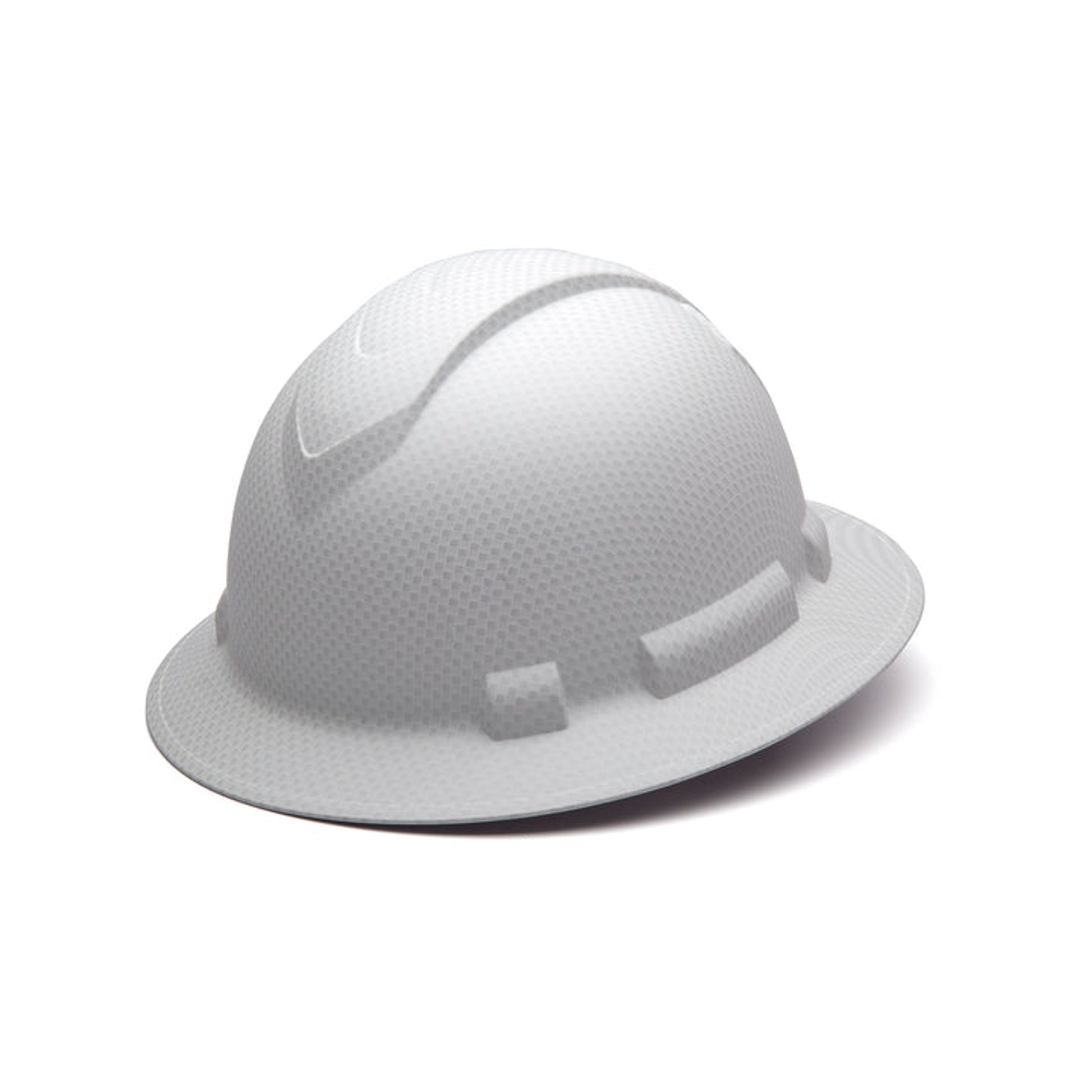 Pyramex - Ridgeline Full Brim Hard Hat - Matte White Graphite Pattern -Ridgeline Full Brim 4 Pt Ratchet Suspension - 12/Each
