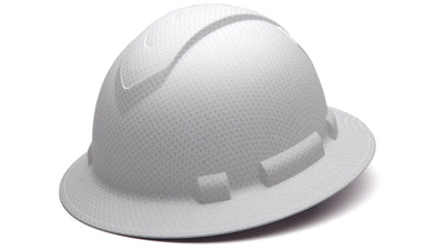 Pyramex Ridgeline Full Brim Hard Hat Matte White Graphite Pattern 4 Pt Ratchet Suspension
