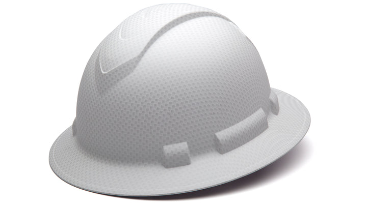 Pyramex - Ridgeline Full Brim Hard Hat - Matte White Graphite Pattern -Ridgeline Full Brim 4 Pt Ratchet Suspension - 12/Each