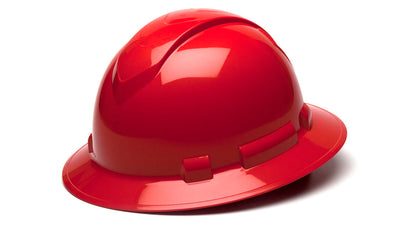 Pyramex Ridgeline Full Brim Hard Hat Red 4 Pt Ratchet Suspension