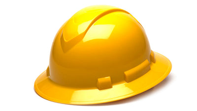 Pyramex Ridgeline Full Brim Hard Hat Yellow 4 Pt Ratchet Suspension