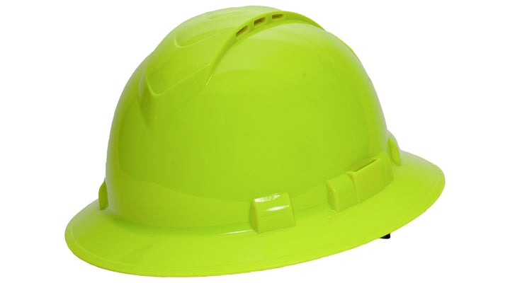 Pyramex - Ridgeline Full Brim Hard Hat - Hi Vis Lime-Ridgeline Full Brim 4 Pt Ratchet Suspension vented - 12/Each