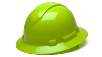 Pyramex Ridgeline Full Brim Hard Hat Hi-Viz Lime 4 Pt Ratchet Suspension