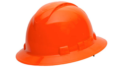 Pyramex Ridgeline Full Brim Hard Hat Vented Hi-Viz Orange 4 Pt Ratchet Suspension
