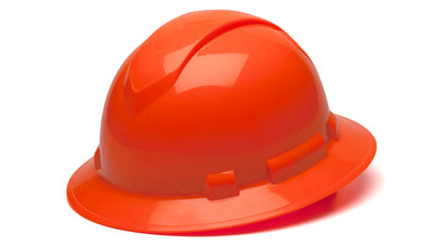 Pyramex Ridgeline Full Brim Hard Hat Hi-Viz Orange 4 Pt Ratchet Suspension