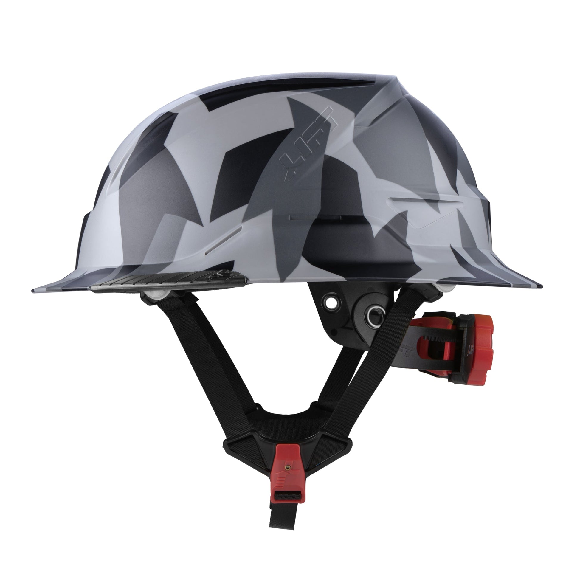 Lift Safety RADIX Type II Full Brim Non-Vented Helmet with twiceme - Black Geo Camo - HRXF-26UCE2