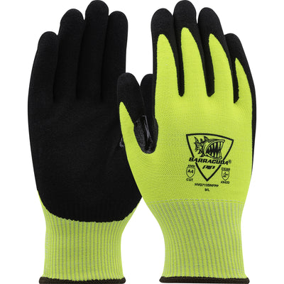 Barracuda Hi-Vis Seamless Knit Polykor Blended Glove w/Padded Palm & Nitrile Coated S&y Grip on Fingers - Touchscreen - Yellow - 1/DZ - HVG713SNFPP