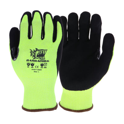 Barracuda Hi-Vis Seamless Knit HPPE Blended Glove w/Nitrile Coated S&y Grip on Palm & Fingers - DISCONTINUED - Green - 1/DZ - HVG713SSN