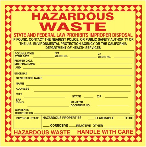 HAZARDOUS WASTE STATE AND FEDERAL LAW PROHIBITS IMPROPER DISPOSAL CALIFORNIA