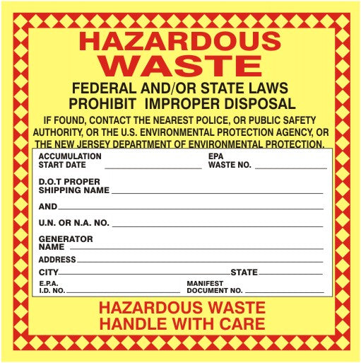 HAZARDOUS WASTE FED AND/OR STATE LAW HAZARDOUS WASTE HANDLE - HAZARDOUS WASTE FED AND/OR STATE LAW HAZARDOUS WASTE HANDLE, 6X6, Adhesive Vinyl