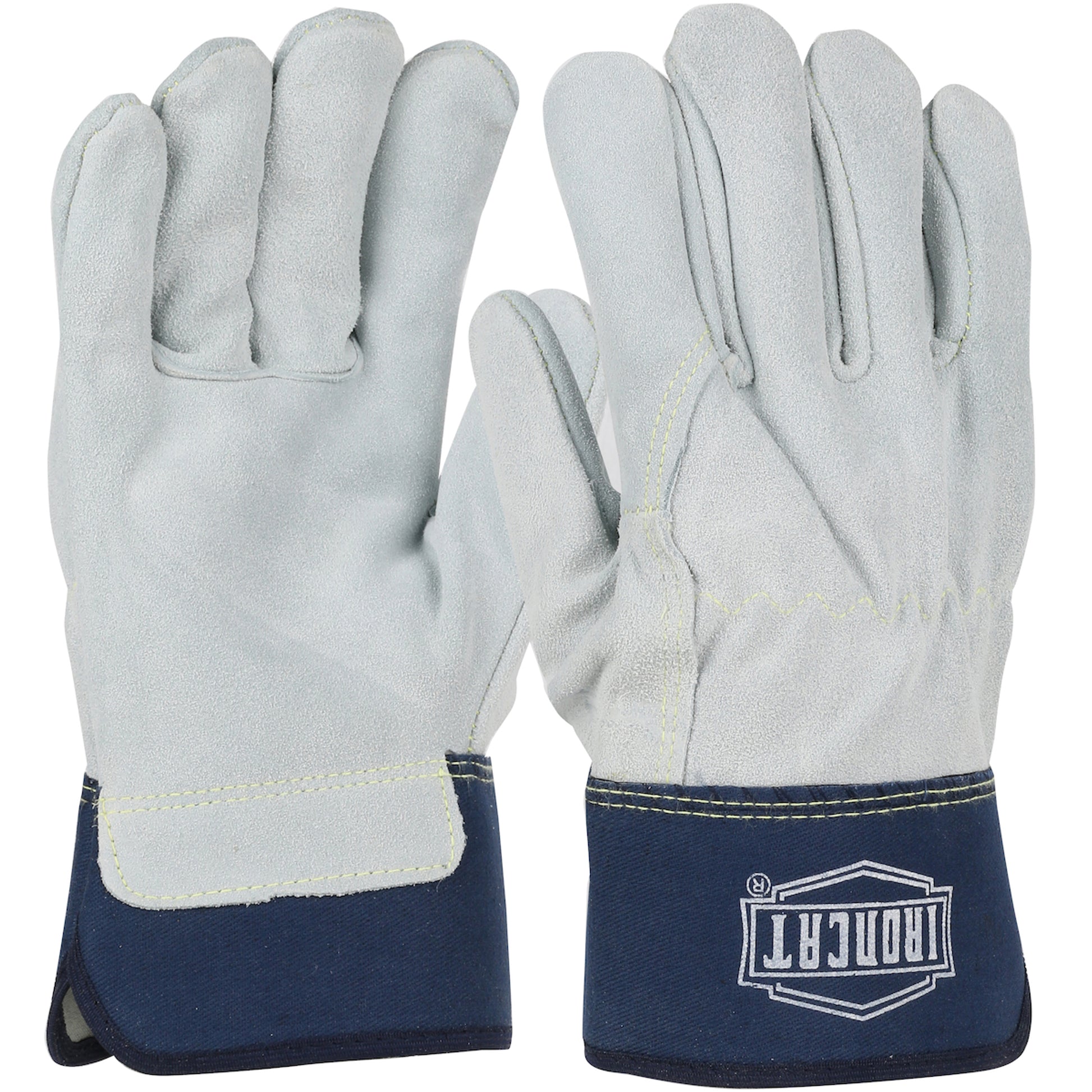 Ironcat Premium Split Cowhide Leather Palm Glove w/Full Back & Kevlar Stitching - Rubberized Safety Cuff - Navy - 1/DZ - IC6
