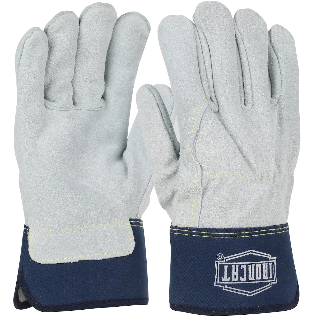 Ironcat Premium Split Cowhide Leather Palm Glove w/Full Back & Kevlar Stitching - Rubberized Safety Cuff - Navy - 1/DZ - IC6