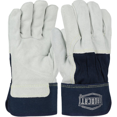 Ironcat Premium Split Cowhide Leather Palm Glove w/3/4 Back & Kevlar Stitching - Rubberized Safety Cuff - Navy - 1/DZ - IC65