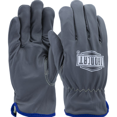 Ironcat AR Top Grain Goatskin Leather Drivers Glove w/Oil Armor Finish & Para-Aramid Lining - Keystone Thumb - Gray - 12/PR - IC993KOA