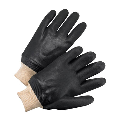 PIP PVC Dipped Glove w/Jersey Liner & Rough S&y Finish - Knit Wrist - Black - 1/DZ - 330-WCJ1007RF