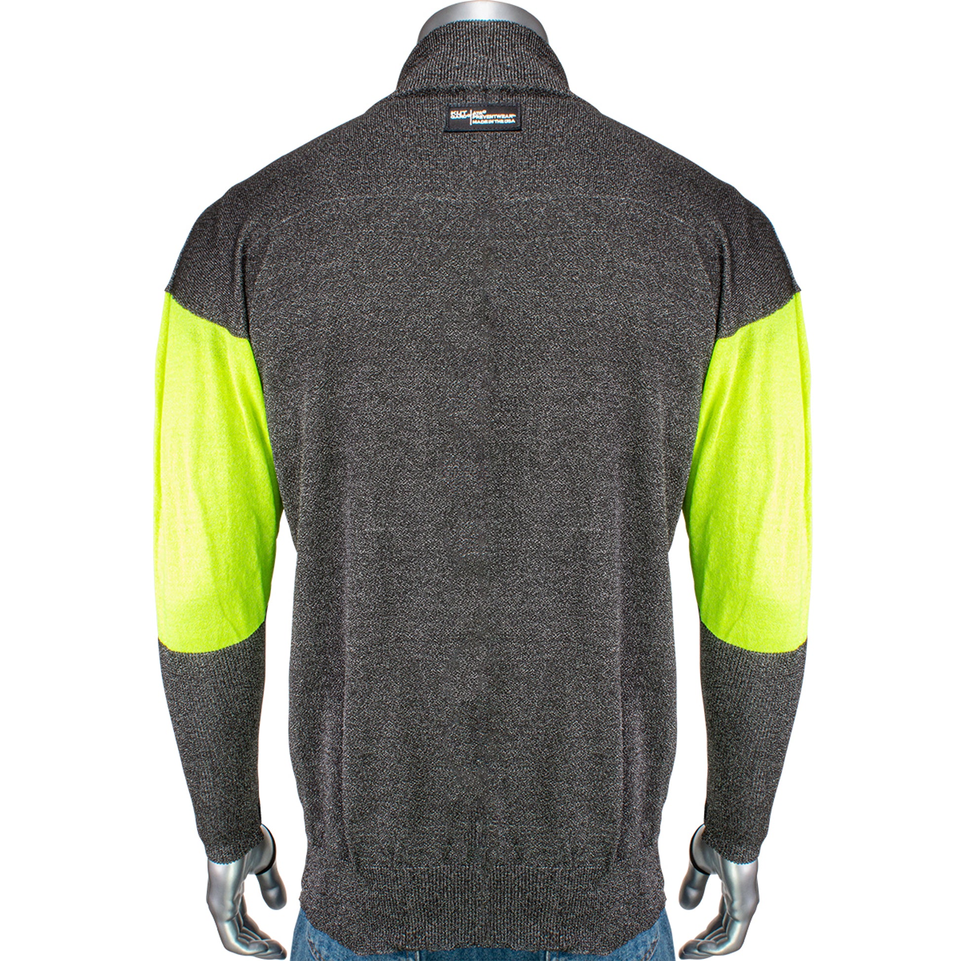 Kut Gard ATA PreventWear Blended Cut Resistant Jacket w/Hi-Vis Sleeves & Thumb Loops - Dark Gray - 1/EA - J100SP-3CM-HVB-TL