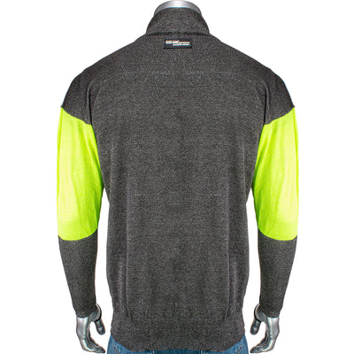 Kut Gard ATA PreventWear Blended Cut Resistant Jacket w/Hi-Vis Sleeves & Thumb Loops - Dark Gray - 1/EA - J100SP-3CM-HVB-TL