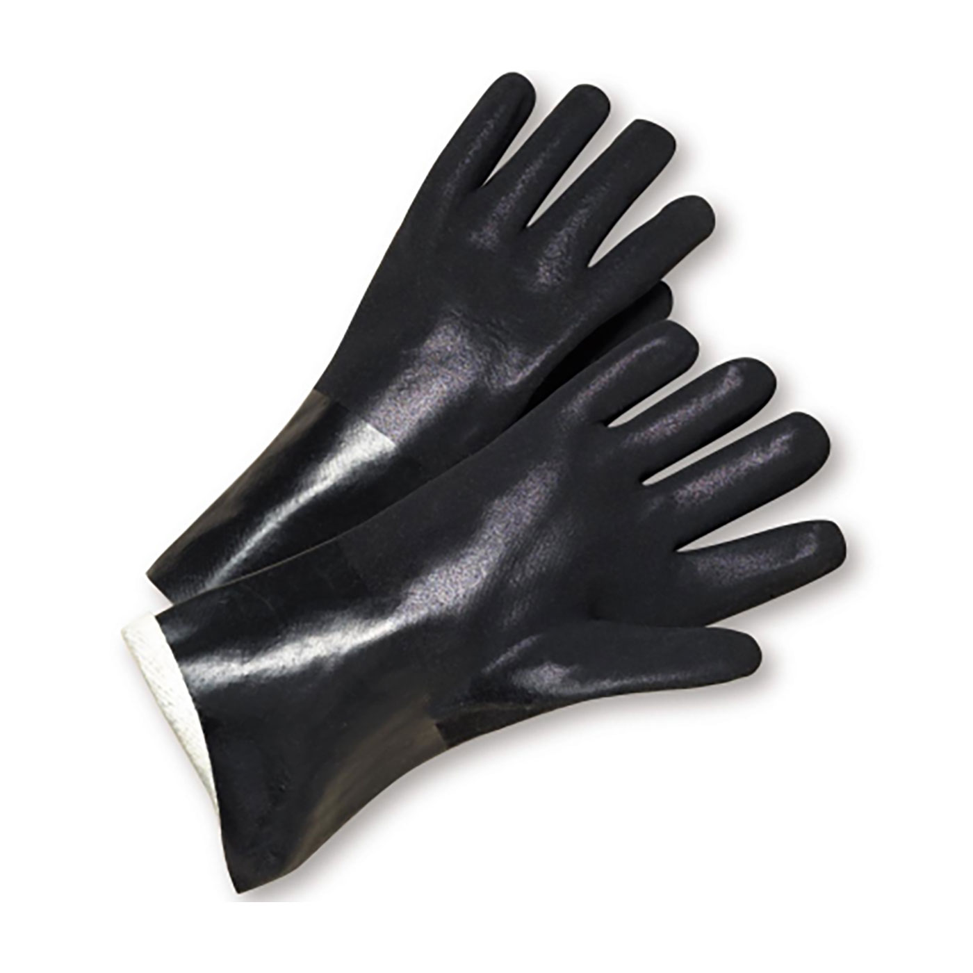 PIP PVC Dipped Glove w/Jersey Liner & Rough S&y Finish - 14" Length - Black - 1/DZ - 330-WCJ1047RF
