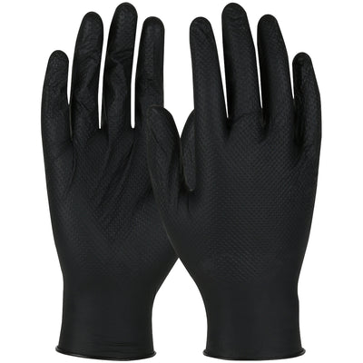 QRP Qualatrile Indy Premium Grade Disposable Nitrile Glove Powder Free w/Textured Grip - 6 mil - Black - 1/CS - JTB09