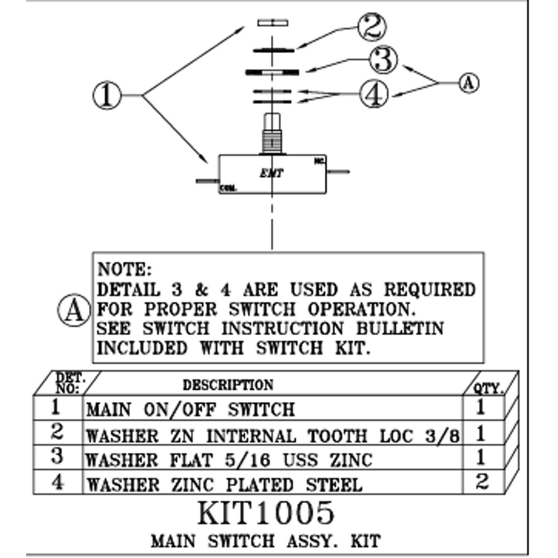 Hawk Enterprises Switch Kit - On/Off - Most Hawk Machines - K1001