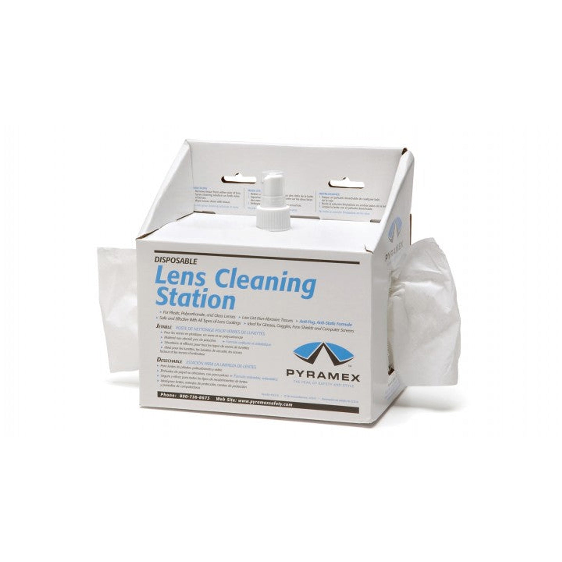 Pyramex - Lens Cleaner - Lens Cleaning Station w/8 oz Cleaning Solution/600 tissues - 1/Each