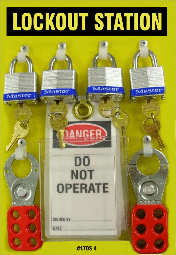 LOCKOUT STATION KIT 4 PADLOCKS - LOCKOUT STATION KIT 4 PADLOCKS, 8X12, Polycarbonate
