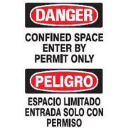 CONFINED SPACE ENTER BY PERMIT ONLY PELIGRO ESPACIO LIMITADO ENTRADA SOLO CON PERMISO - DANGER SIGN - CONFINED SPACE ENTER BY PERMIT ONLY PELIGRO ESPACIO LIMITADO ENTRADA SOLO CON PERMISO - DANGER SIGN, 20x14, Adhesive Vinyl
