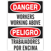 WORKERS WORKING ABOVE PELIGRO TRABAJANDO POR ENCIMA - DANGER SIGN - WORKERS WORKING ABOVE PELIGRO TRABAJANDO POR ENCIMA - DANGER SIGN, 20X14, Adhesive Vinyl