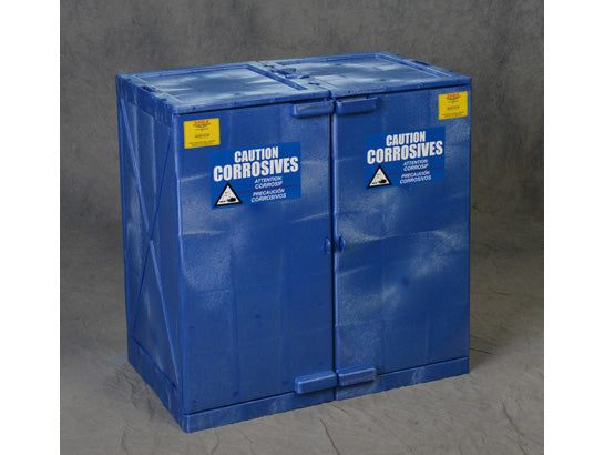 Justrite Quik-Assembly Modular Poly Acid and Corrosive Safety Cabinet - 24 Gallon - 4 Shelves - Blue - M24CRA