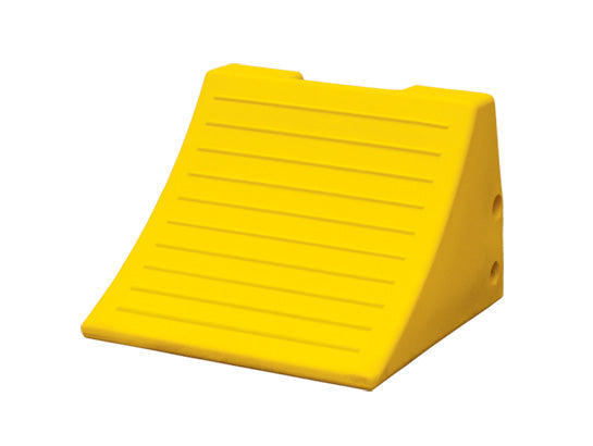 Wheel Chock - Heavy Duty - 15" X 15" X 11" - 46"-65" Tire - 70 Ton Load - Rubber Pad - Yellow - MC3009