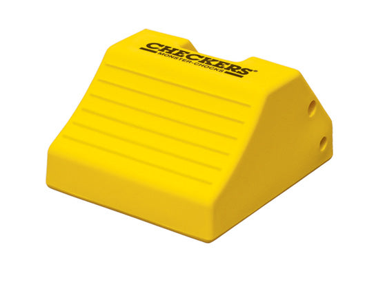 Wheel Chock - Heavy Duty - 17.7" X 15.2" X 10" - 65"-105" Tire - 165 Ton Load - Rubber Pad - Yellow - MC3010