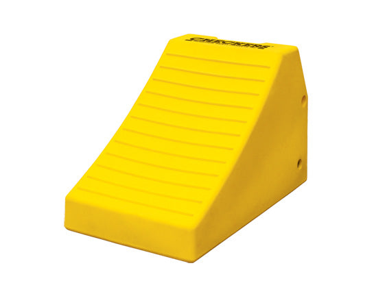 Wheel Chock - Heavy Duty - 24.6" X 14.5" X 16" - 95"-165" Tire - 400 Ton Load - Rubber Pad - Yellow - MC3011