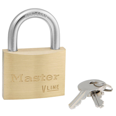 Masterlock 1-7/8in (48mm) Wide V-Line Brass Padlock - Keyed Alike - 4150KA