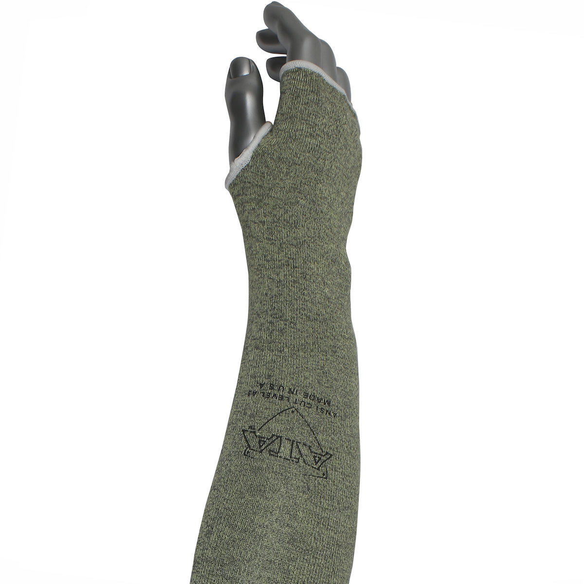 Kut Gard Cut Resistant Sleeve Single-Ply ATA Hide-Away Blended  w/Thumb Hole - Green - 24/EA - MSATA/HA-T