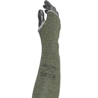 Kut Gard Cut Resistant Sleeve Single-Ply ATA Hide-Away Blended w/Thumb Hole - Green - 24/EA - MSATA/HA-T