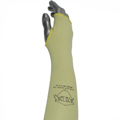 Kut Gard Single-Ply ATA Blended Sleeve w/Cotton Plating & Thumb Hole - Yellow - 300/EA - 330-WC-MSATAC-18T