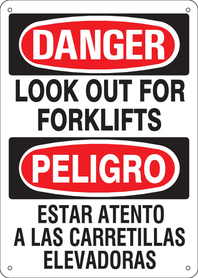 LOOK OUT FOR FORKLIFTS PELIGRO ESTAR ATENTO A LAS CARRETILLAS ELEVADORASDANGER SIGN