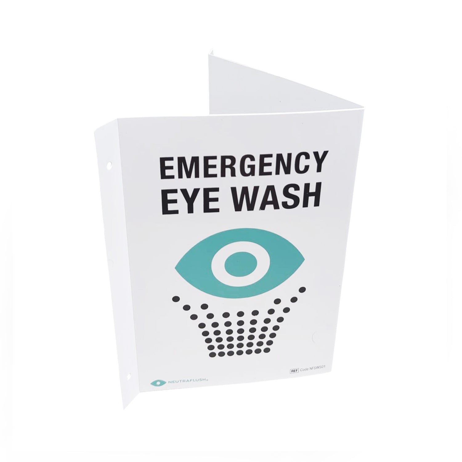 AERO Neutraflush Eyewash Station 2 View Wall Sign - NFSWS01
