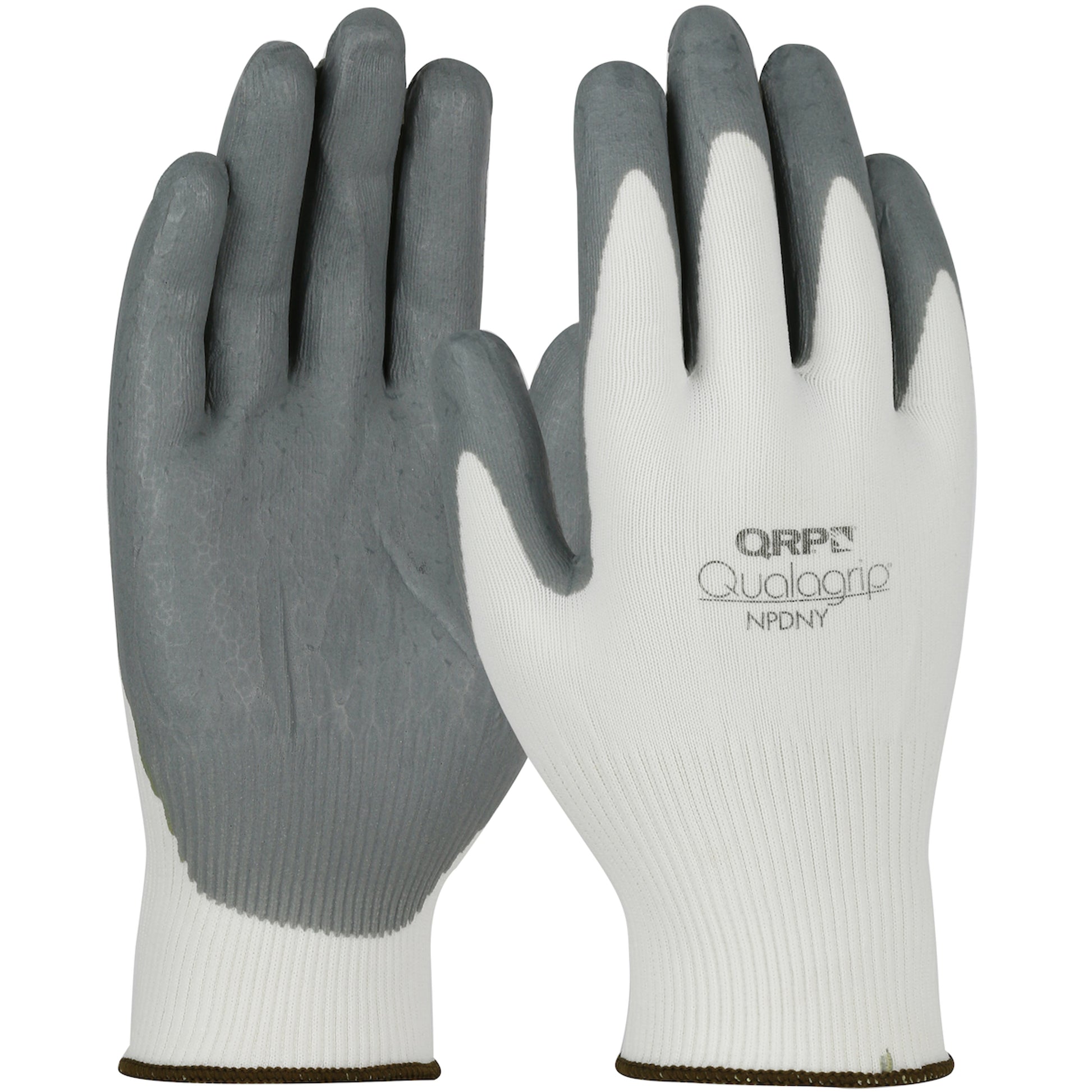 QRP Qualakote Seamless Knit Nylon Glove w/Nitrile Grip on Palm & Fingers - White - 1/CS - NPDNY