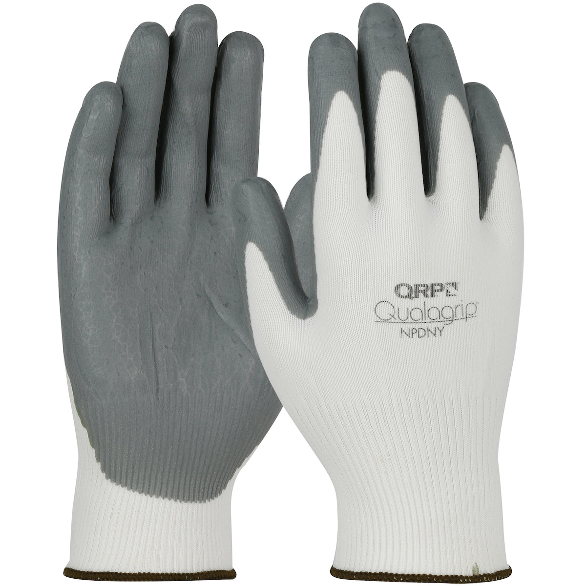 QRP Qualakote Seamless Knit Nylon Glove w/Nitrile Grip on Palm & Fingers - White - 1/CS - NPDNY