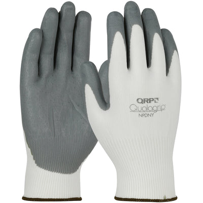 QRP Qualakote Seamless Knit Nylon Glove w/Nitrile Grip on Palm & Fingers - White - 1/CS - NPDNY