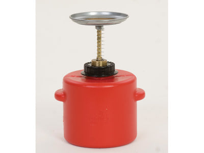 Justrite Plunger Dispensing Can - 2 Quart - Dasher screen - Polyethylene - Red - P712