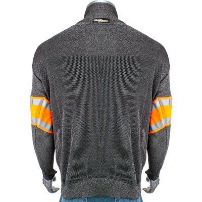 Kut Gard ATA PreventWear Blended Cut Resistant Pullover w/Hi-Vis / Reflective Taped Sleeves & Thumb Loops - Dark Gray - 1/EA - P145SP-3CM-HV2-TL