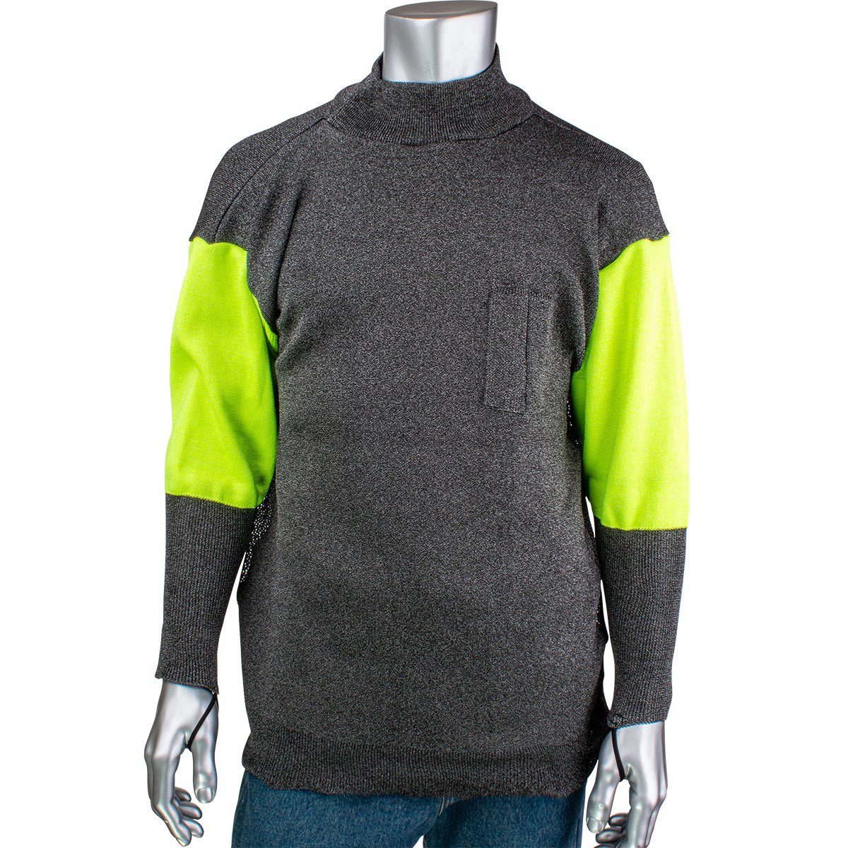 Kut Gard ATA PreventWear Blended Cut Resistant Pullover w/Hi-Vis Sleeves - Dark Gray - 1/EA - P190SP3CMHVBUV-PP1TL
